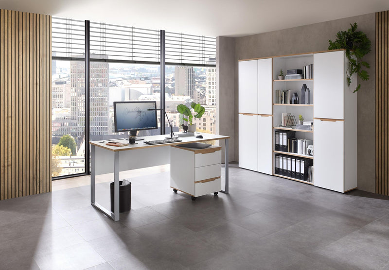 Büroregal MEMPHIS WH03 Weiß & Artisan Eiche – 5 Fächer Ordnerhöhe