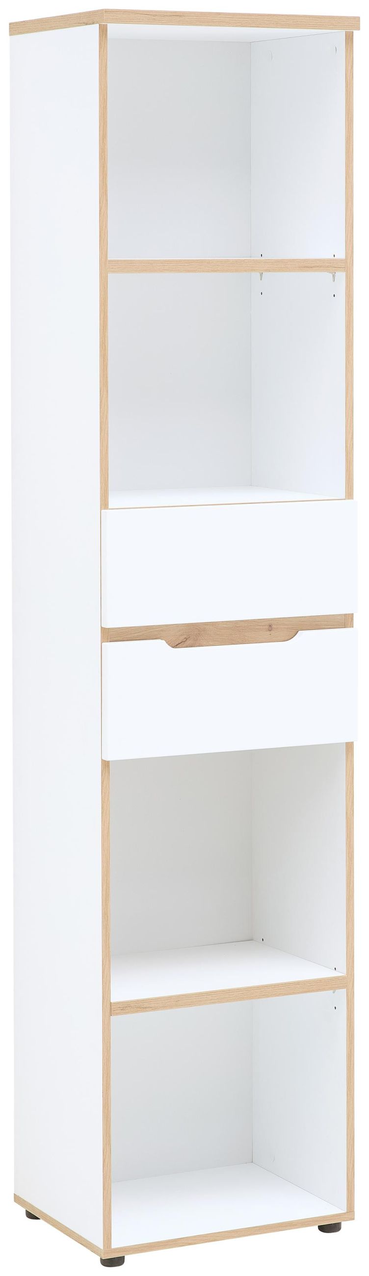 Büroregal MEMPHIS Weiß supermatt & Artisan Eiche – 2 Schubkästen