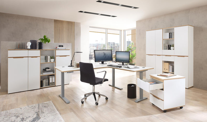 Büroschrank MEMPHIS 1-türig WH13 Weiß supermatt & Artisan Eiche