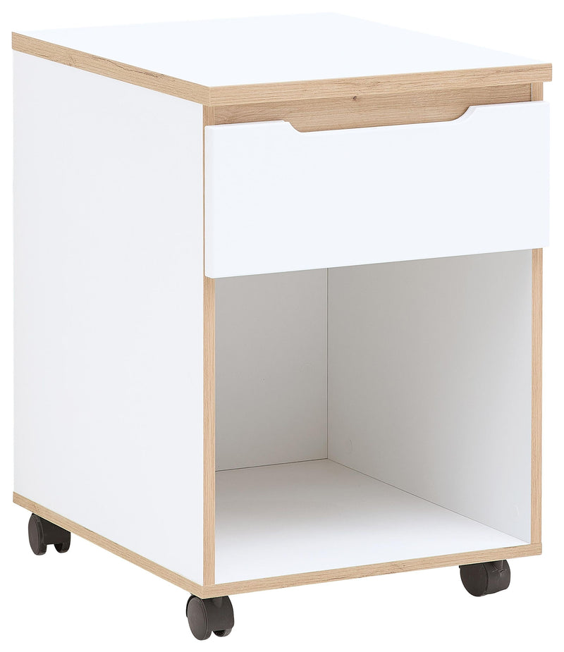 Rollcontainer MEMPHIS Weiß supermatt & Artisan Eiche – Mit Schublade