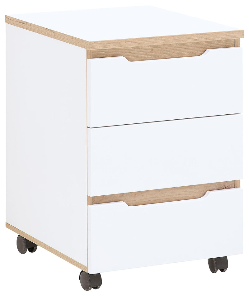 Rollcontainer MEMPHIS Weiß supermatt & Artisan Eiche – 3 Schubladen