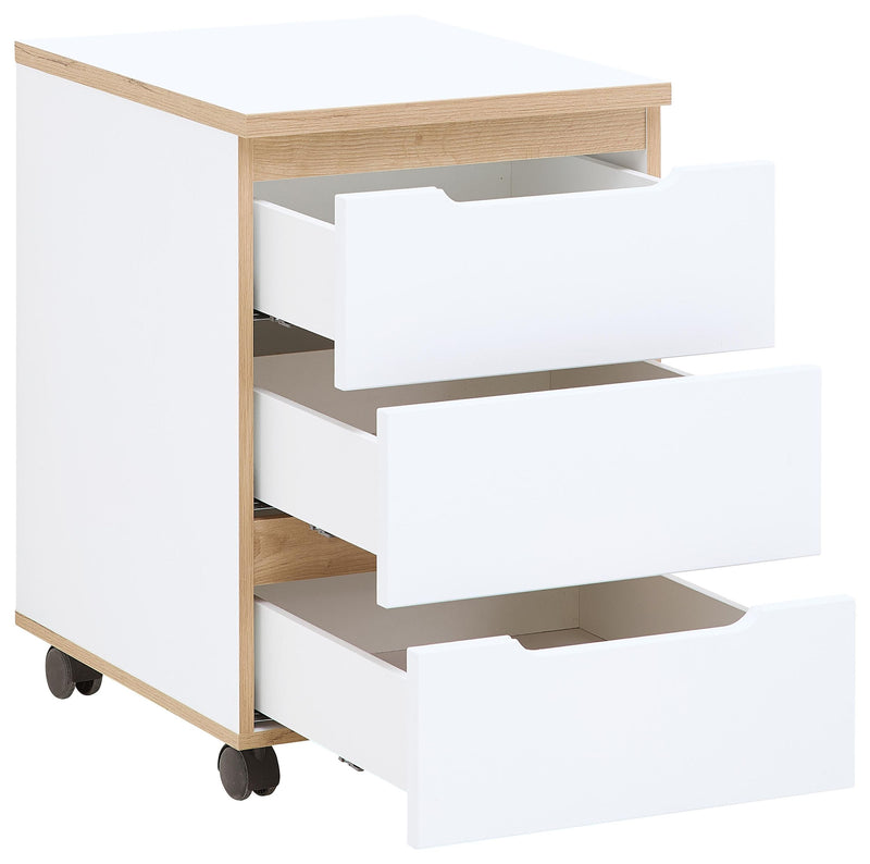 Rollcontainer MEMPHIS Weiß supermatt & Artisan Eiche – 3 Schubladen