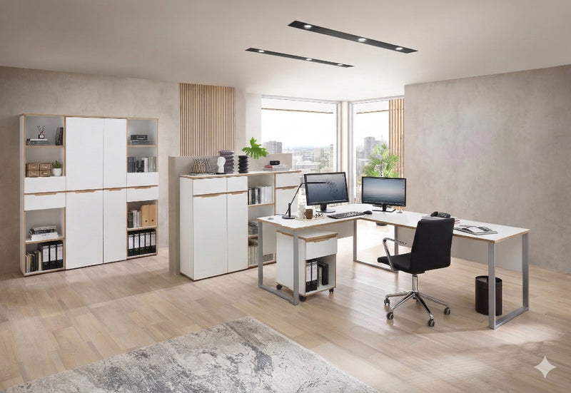 Komplettbüro MEMPHIS IV Weiß/-Artisan Eiche 8-teiliges Set inkl. Tisch