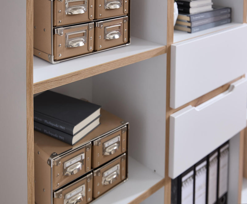 Büro Komplettset MEMPHIS VII 5-teilig – Weiß & Artisan Eiche
