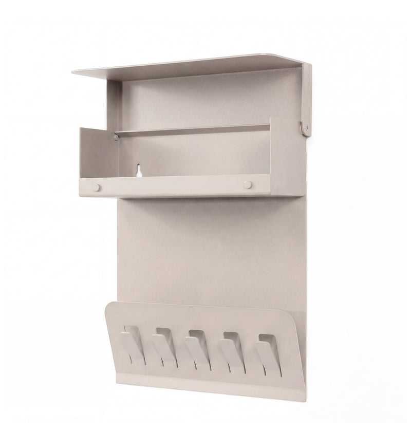 Wandgarderobe KEEPER Silky Taupe Garderobe 5 Haken und Klappe, Spinder
