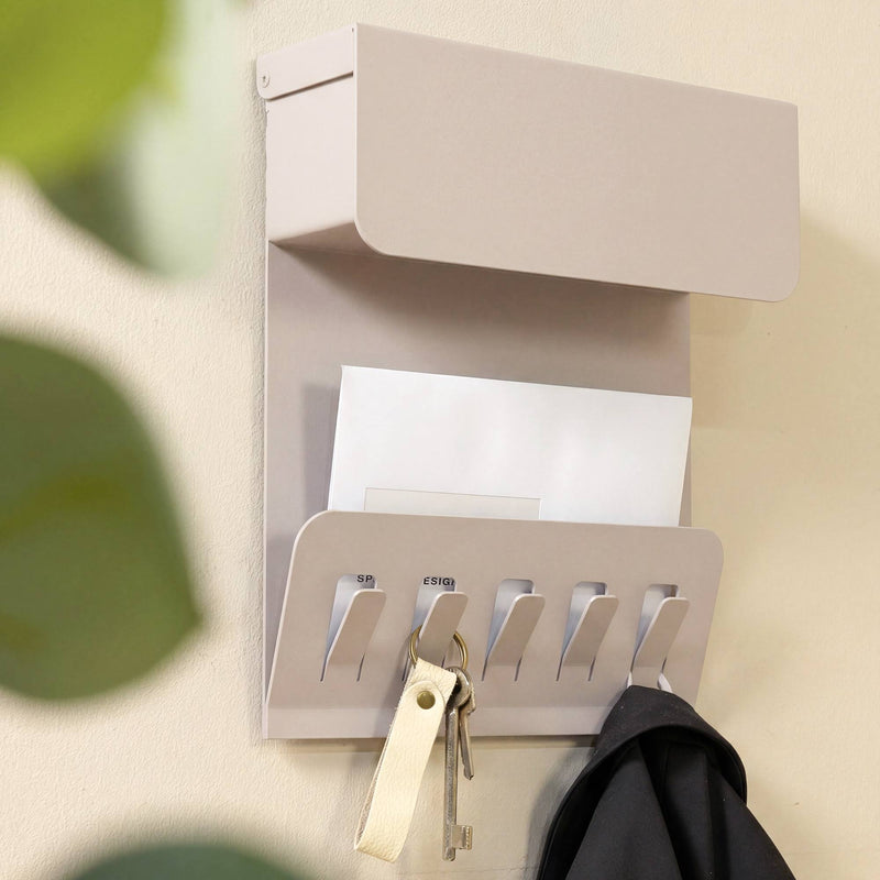 Wandgarderobe KEEPER Silky Taupe Garderobe 5 Haken und Klappe, Spinder