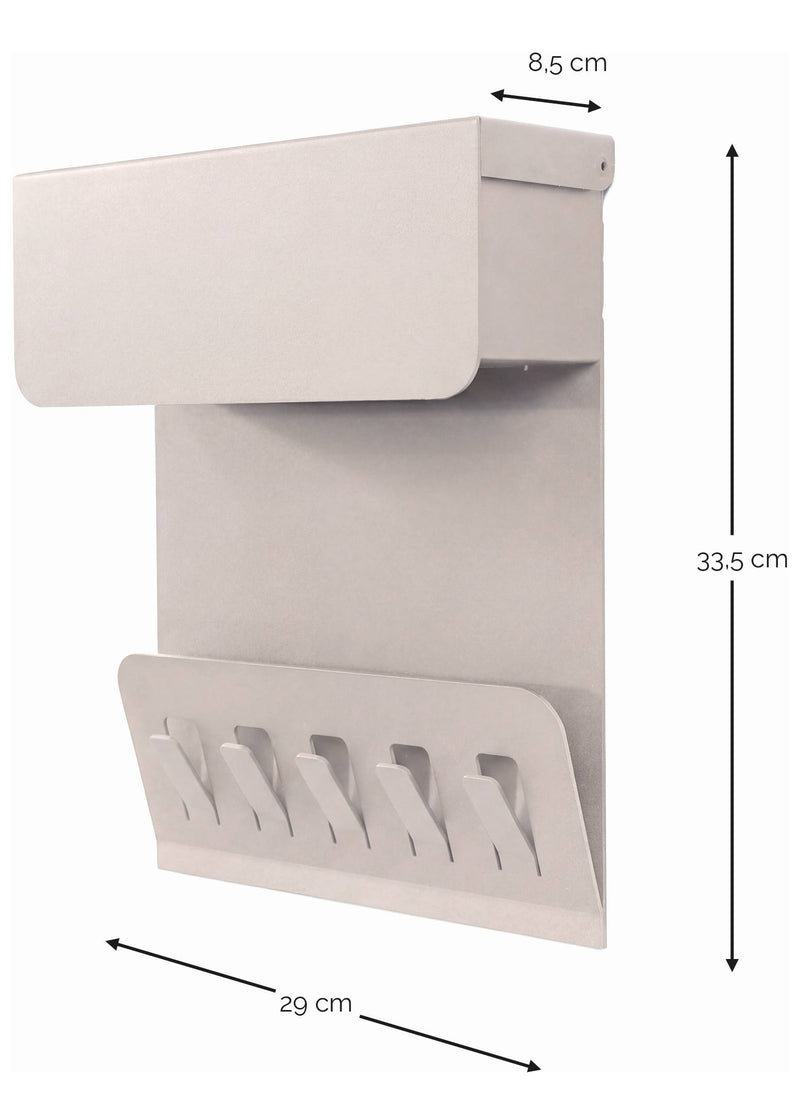 Wandgarderobe KEEPER Silky Taupe Garderobe 5 Haken und Klappe, Spinder