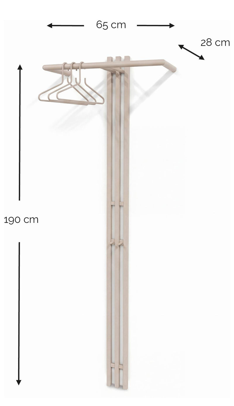 Design Garderobe SENZA 5 Silky Taupe beschichtet Wandgarderobe Spinder