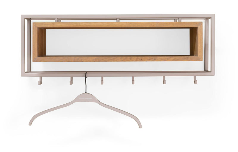 Garderobe Wandgarderobe SCHOOL 80 Stahl Silky Taupe Ablage Eiche