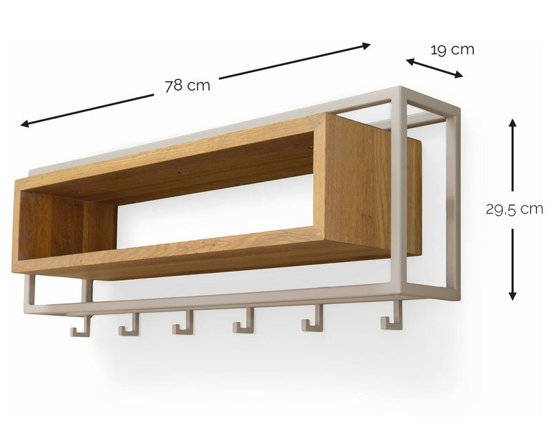 Garderobe Wandgarderobe SCHOOL 80 Stahl Silky Taupe Ablage Eiche