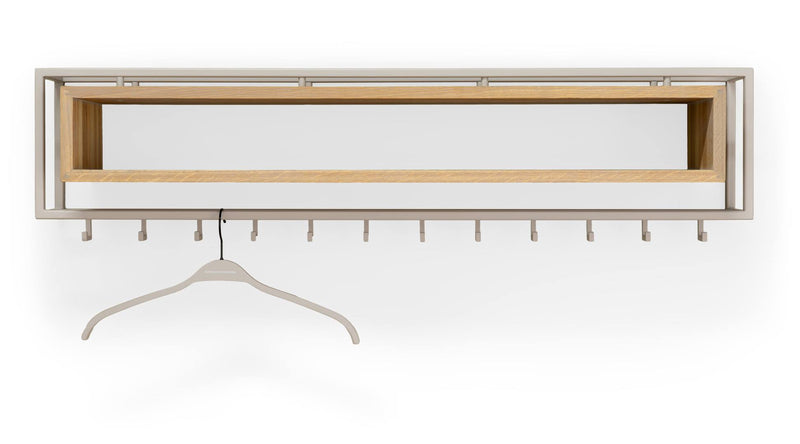 Garderobe Wandgarderobe SCHOOL 120 Stahl Silky Taupe Ablage Eiche, Spinder