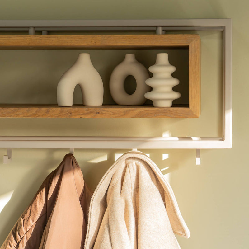 Garderobe Wandgarderobe SCHOOL 120 Stahl Silky Taupe Ablage Eiche, Spinder