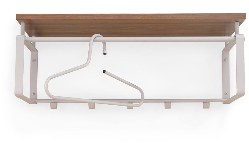 Wandgarderobe REX 3 Silky Taupe, Garderobe mit 5 Haken und Hutablage