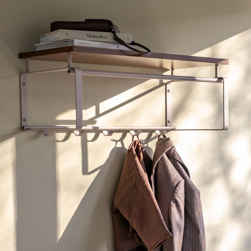 Wandgarderobe REX 3 Silky Taupe, Garderobe mit 5 Haken und Hutablage