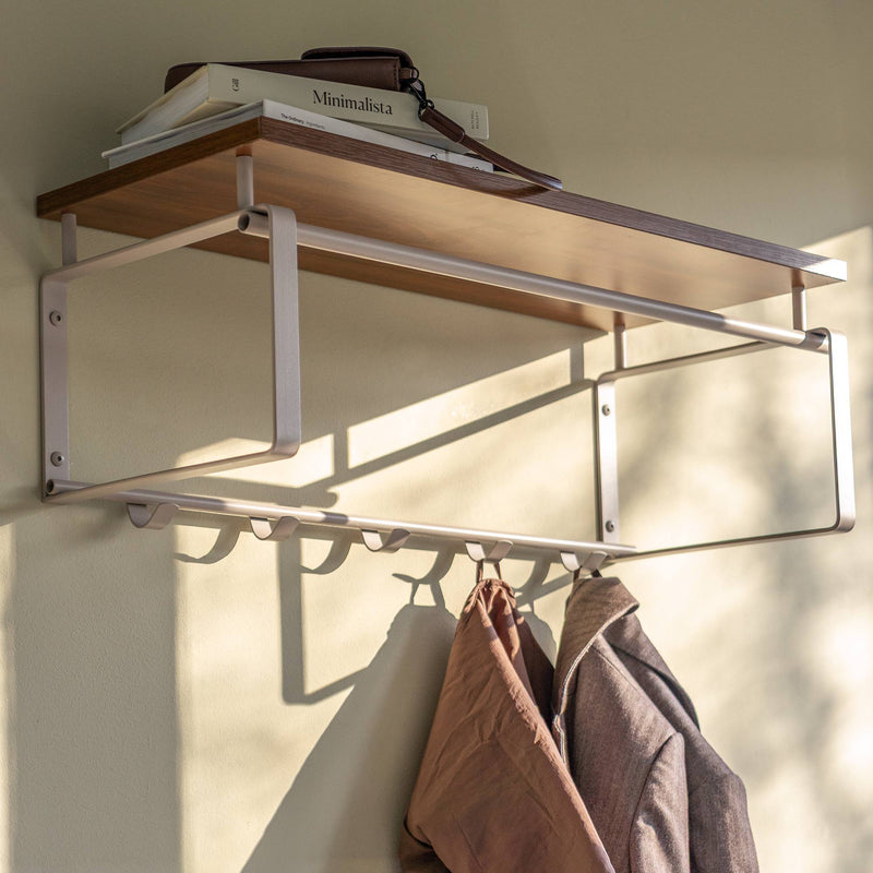 Wandgarderobe REX 3 Silky Taupe, Garderobe mit 5 Haken und Hutablage