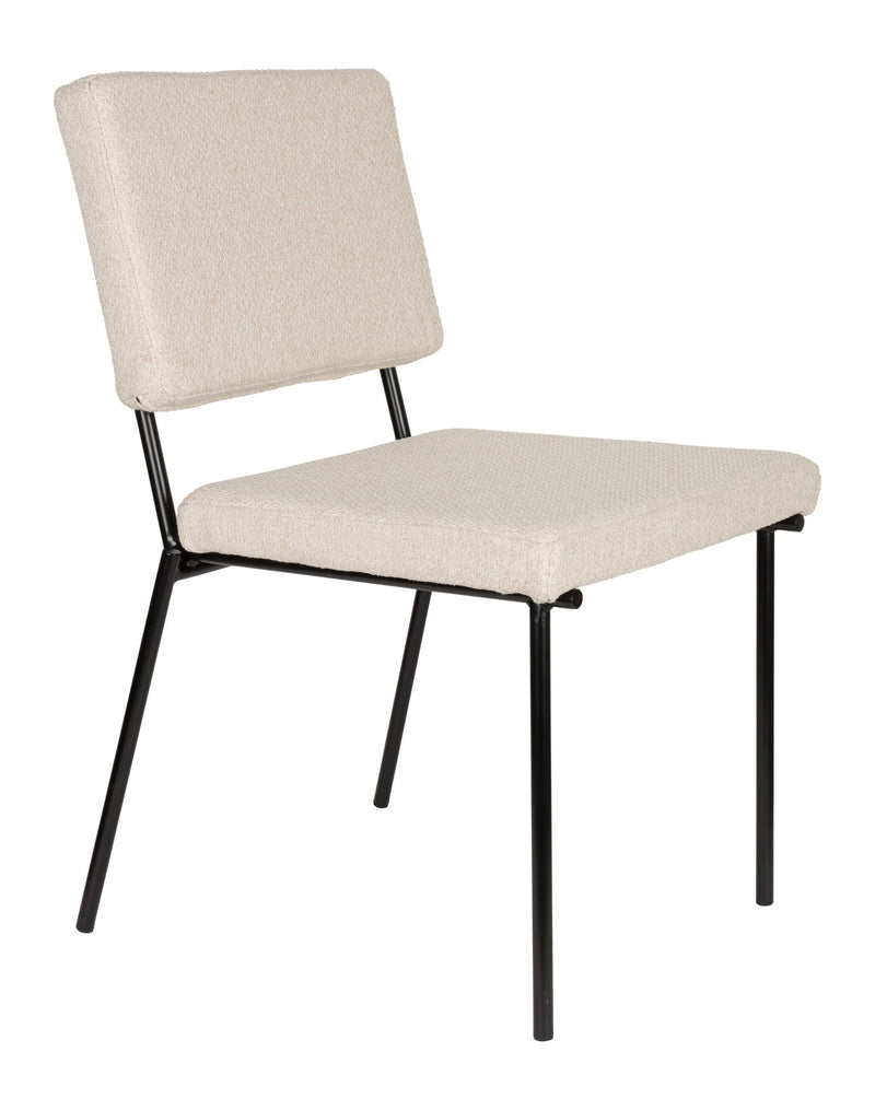 Esszimmerstuhl Fellow 2er-Set Off-White mit Metallgestell, Zuiver