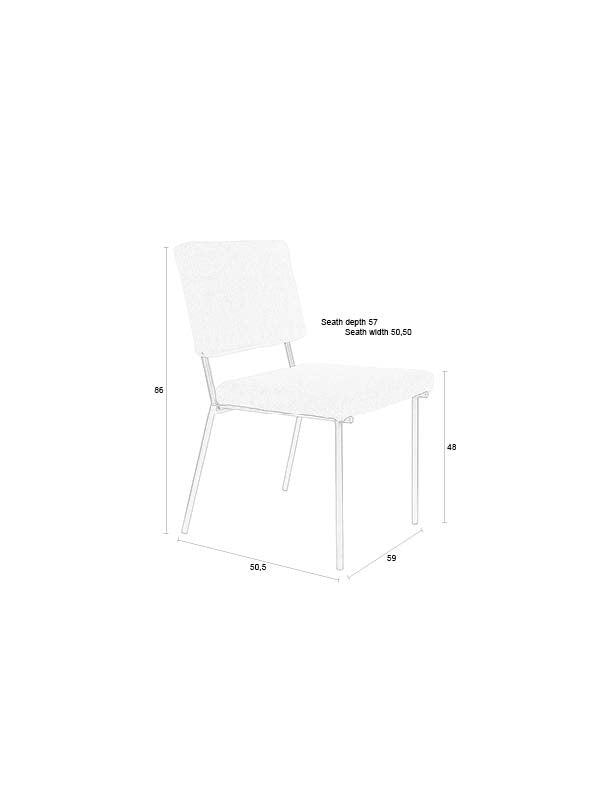 Esszimmerstuhl Fellow 2er-Set Off-White mit Metallgestell, Zuiver