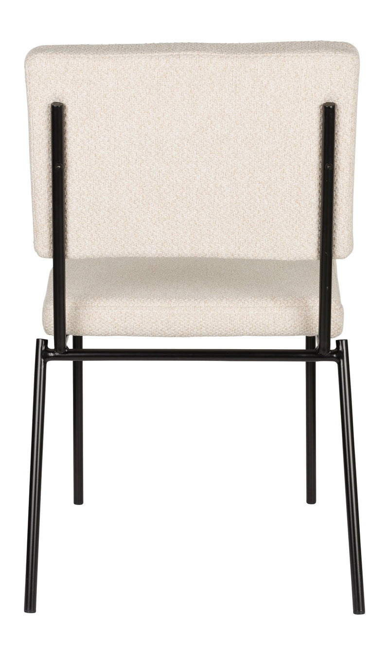 Esszimmerstuhl Fellow 2er-Set Off-White mit Metallgestell, Zuiver