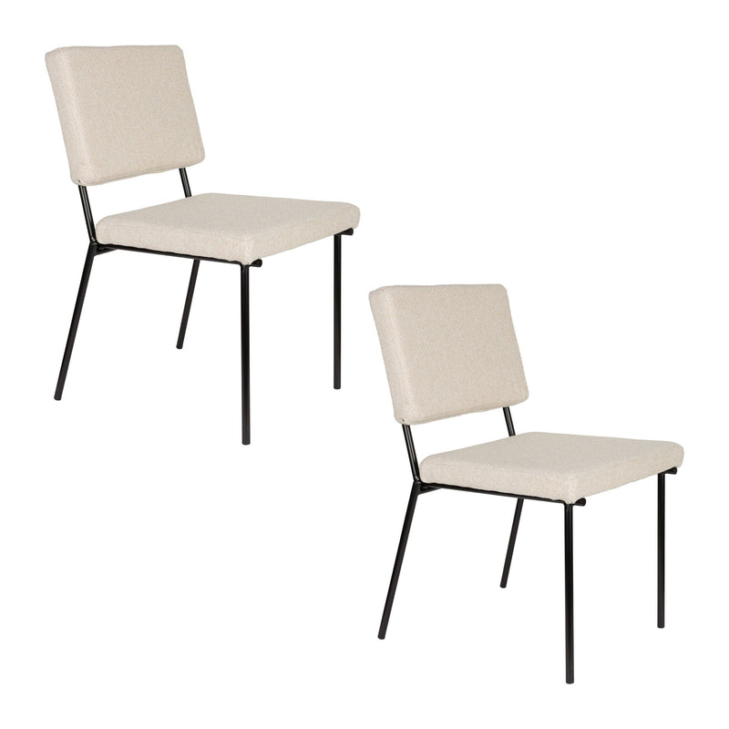 Esszimmerstuhl Fellow 2er-Set Off-White mit Metallgestell, Zuiver