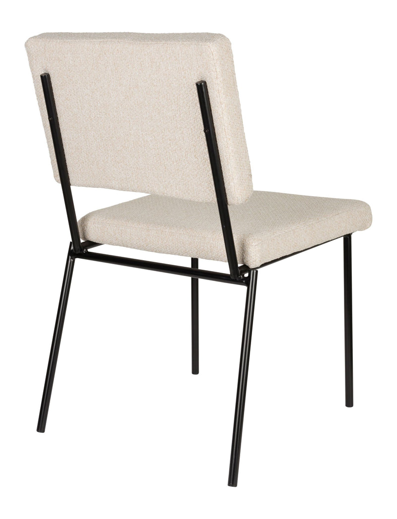 Esszimmerstuhl Fellow 2er-Set Off-White mit Metallgestell, Zuiver
