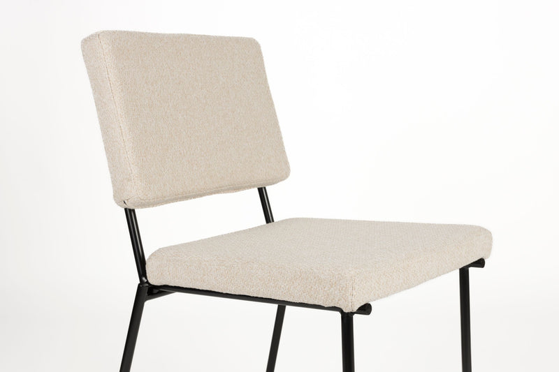 Esszimmerstuhl Fellow 2er-Set Off-White mit Metallgestell, Zuiver