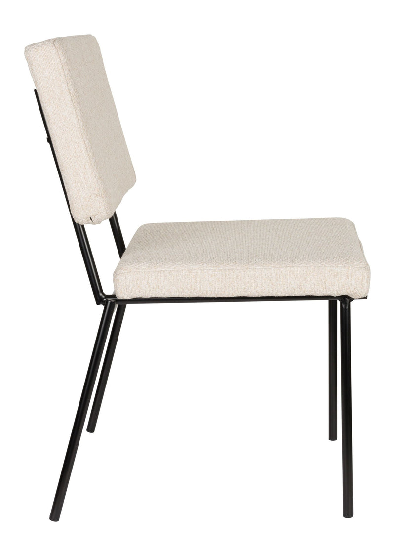 Esszimmerstuhl Fellow 2er-Set Off-White mit Metallgestell, Zuiver