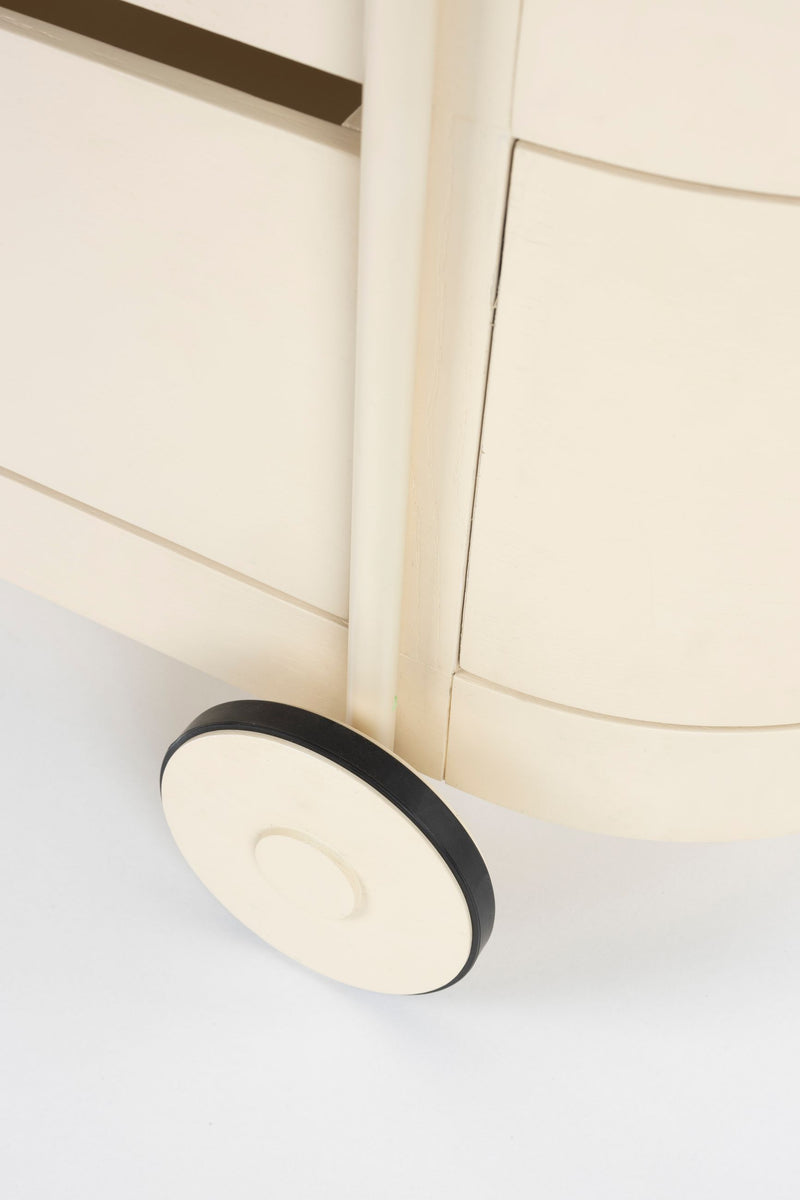 Servierwagen Wim mit Massivholz-Tischplatte und Stahlgestell, Beige