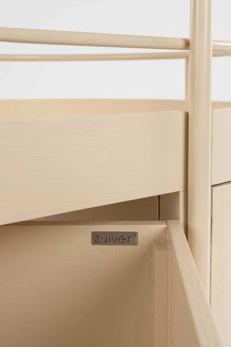 Servierwagen Wim mit Massivholz-Tischplatte und Stahlgestell, Beige