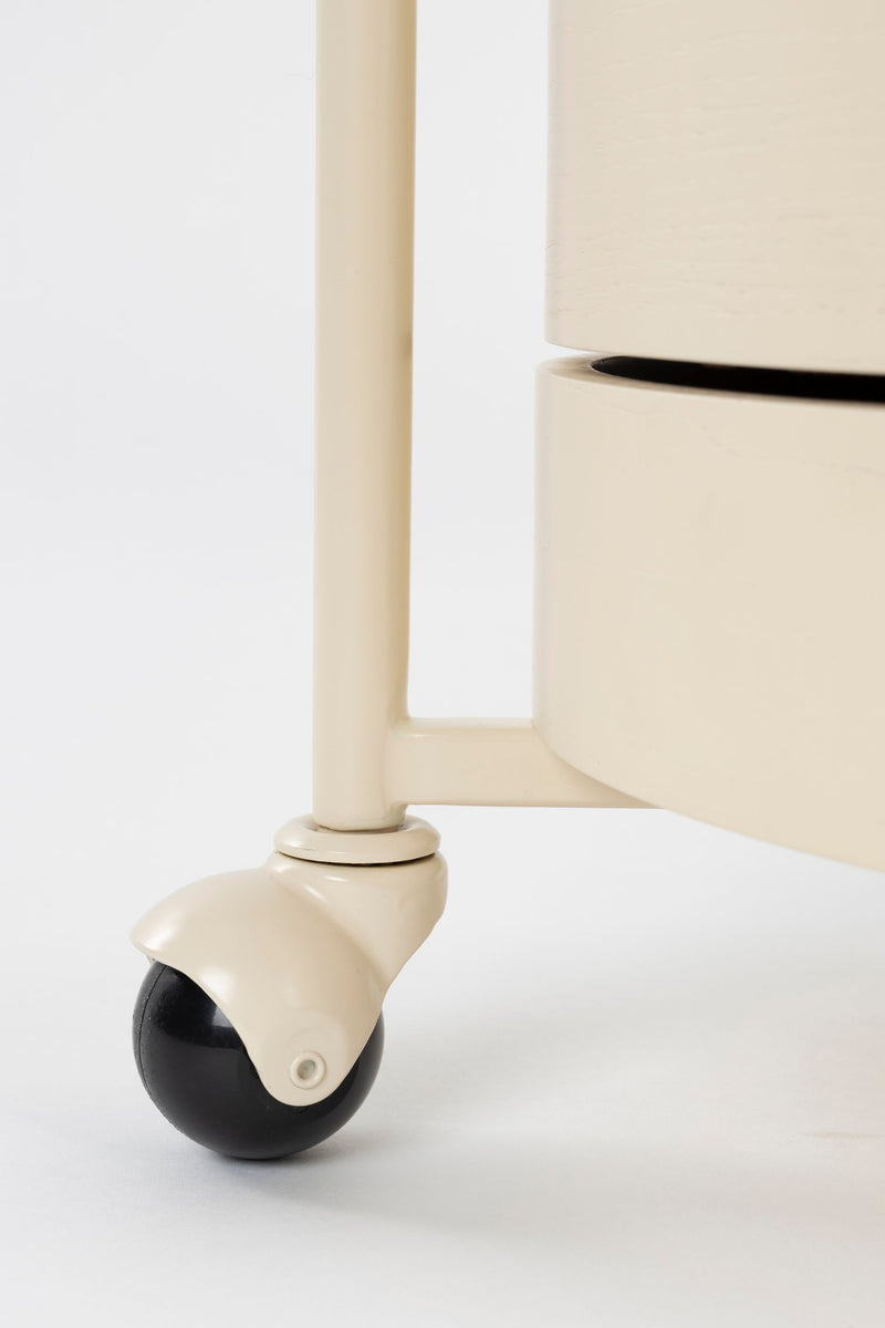 Servierwagen Wim mit Massivholz-Tischplatte und Stahlgestell, Beige