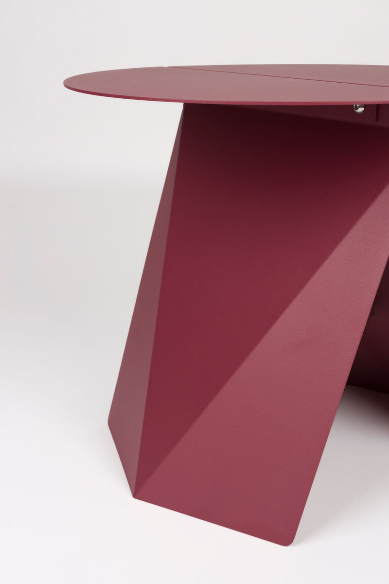 Beistelltisch Foldy Zuiver in Marsala-Rot mit Origami-Design aus Stahl