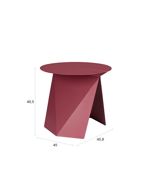 Beistelltisch Foldy Zuiver in Marsala-Rot mit Origami-Design aus Stahl