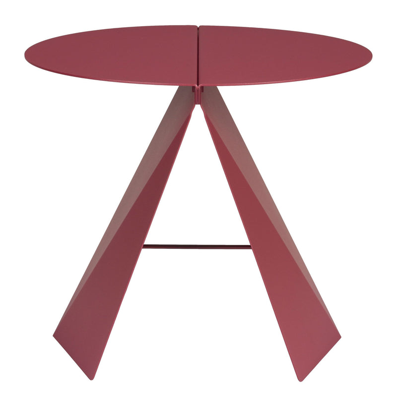 Beistelltisch Foldy Zuiver in Marsala-Rot mit Origami-Design aus Stahl