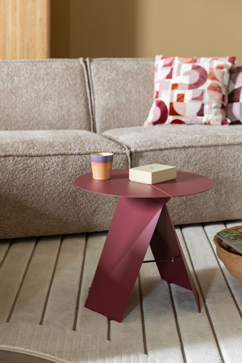 Beistelltisch Foldy Zuiver in Marsala-Rot mit Origami-Design aus Stahl