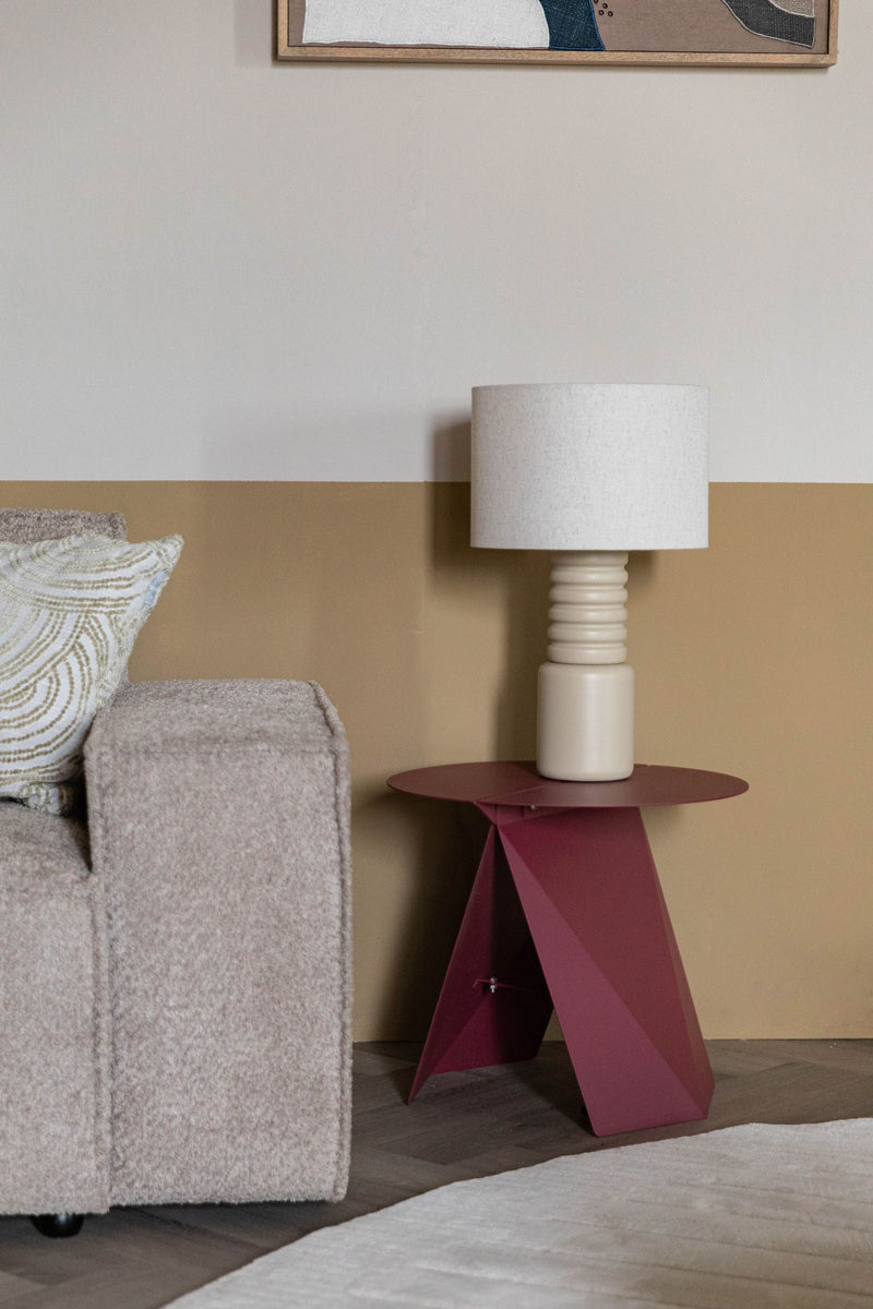 Beistelltisch Foldy Zuiver in Marsala-Rot mit Origami-Design aus Stahl