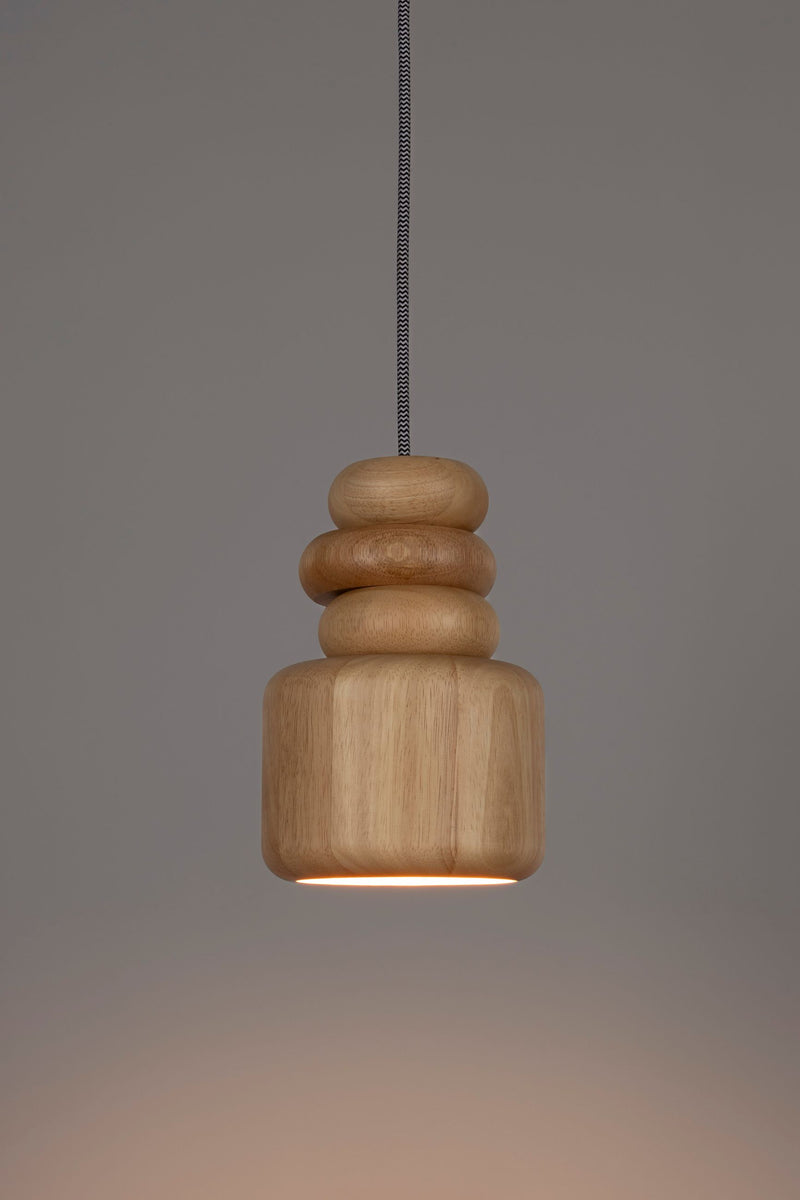 Pendelleuchte Dicky mit Holzschirm in Natural Oak, E27-Fassung