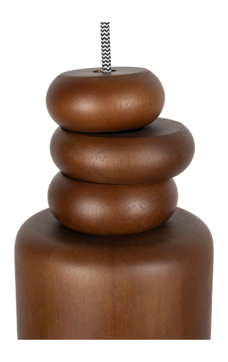 Pendelleuchte Dicky Zuiver aus Gummiholz mit Holzringen, Braun