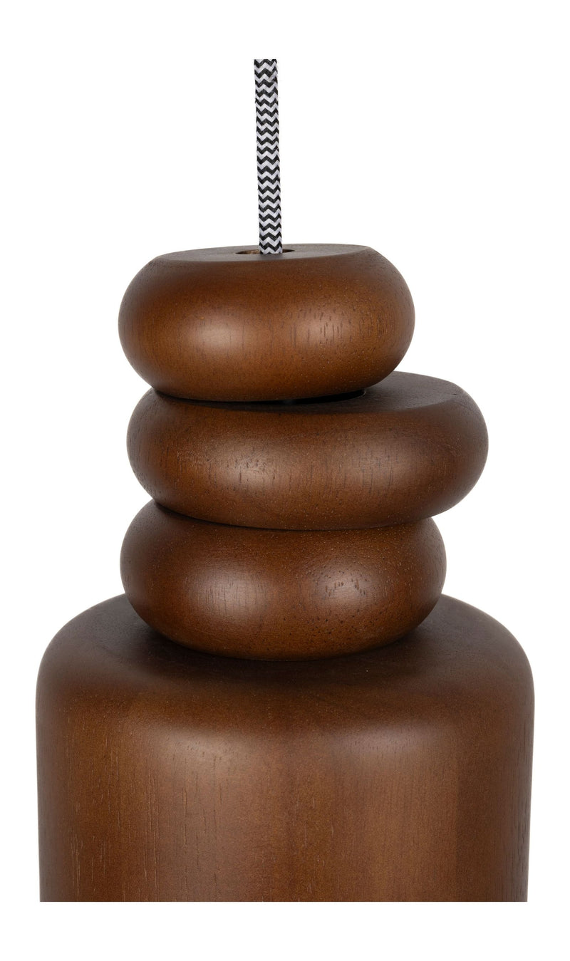 Pendelleuchte Dicky Zuiver aus Gummiholz mit Holzringen, Braun