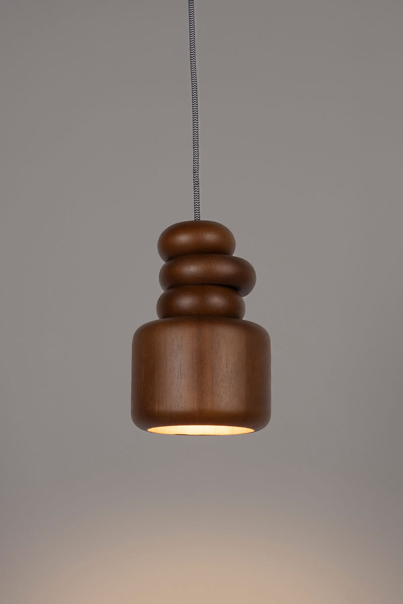 Pendelleuchte Dicky Zuiver aus Gummiholz mit Holzringen, Braun
