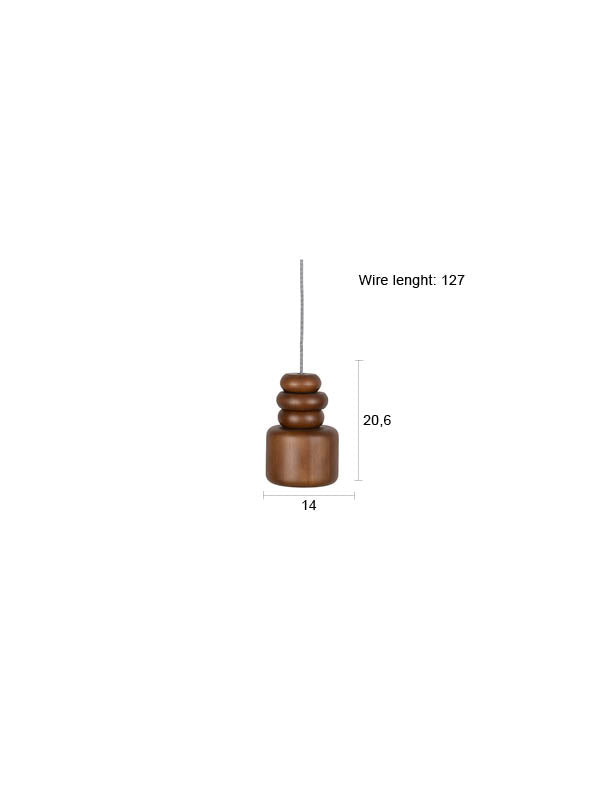 Pendelleuchte Dicky Zuiver aus Gummiholz mit Holzringen, Braun