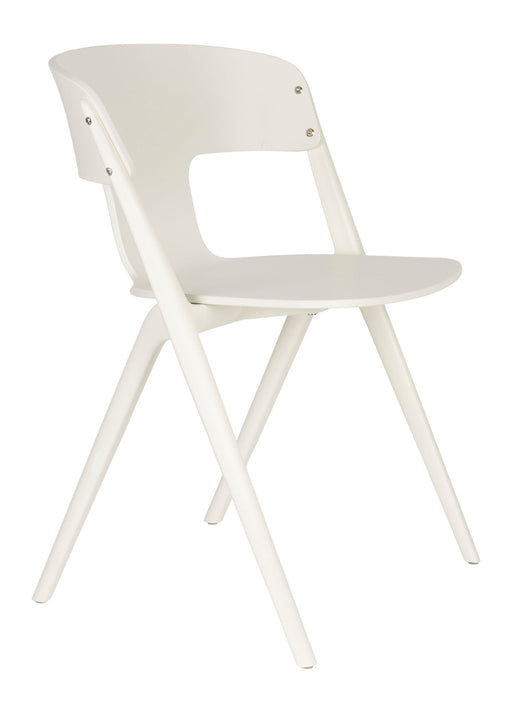 Gartenstuhl Horizon 4er-Set in Off-White aus Polypropylen, Gesamtansicht mit geschwungener Rückenlehne und schlankem Gestell.
