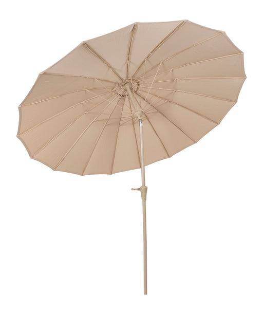 Sonnenschirm Sunshine in Beige mit Metallstab in Gesamtansicht von oben.