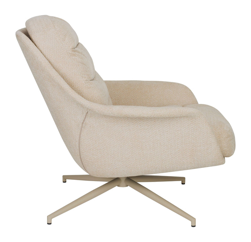 Loungesessel Philly Zuiver, drehbar in Beige mit weichem Stoffbezug