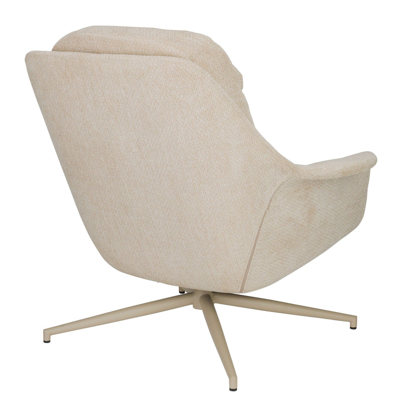 Loungesessel Philly Zuiver, drehbar in Beige mit weichem Stoffbezug