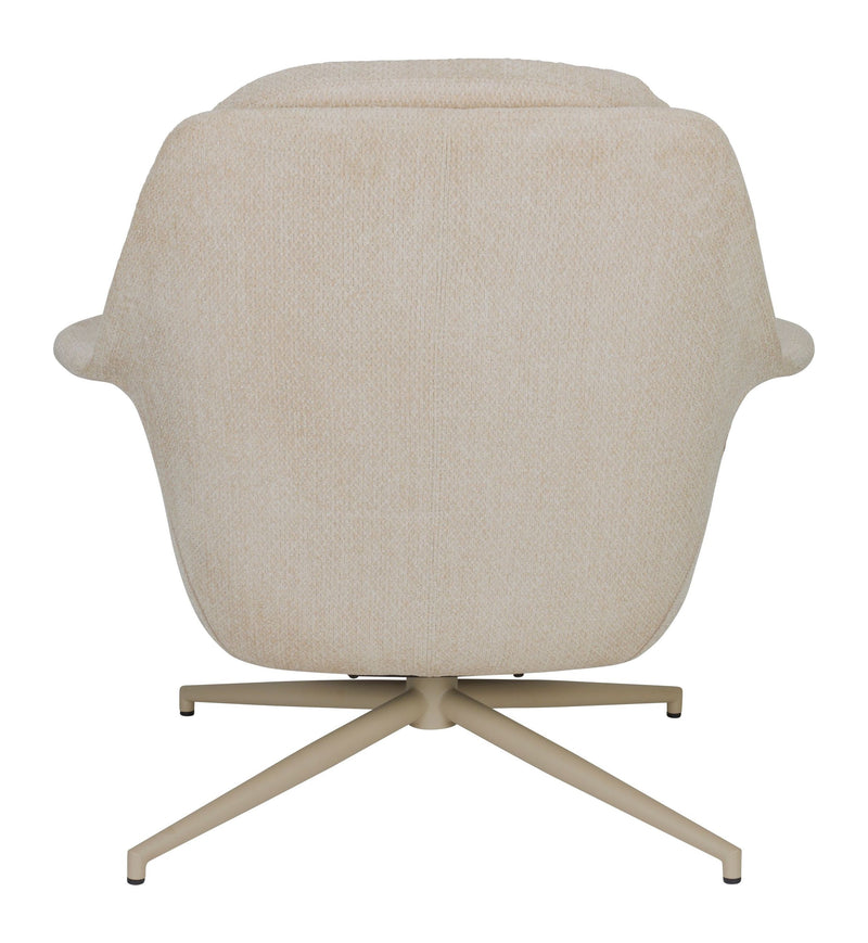 Loungesessel Philly Zuiver, drehbar in Beige mit weichem Stoffbezug