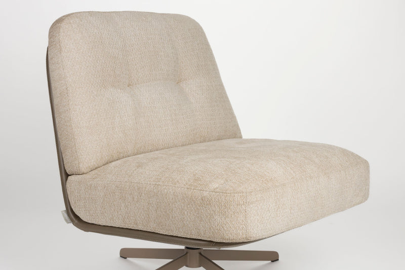 Loungesessel Benjamin mit drehbarem Metallgestell, Beige von Zuiver