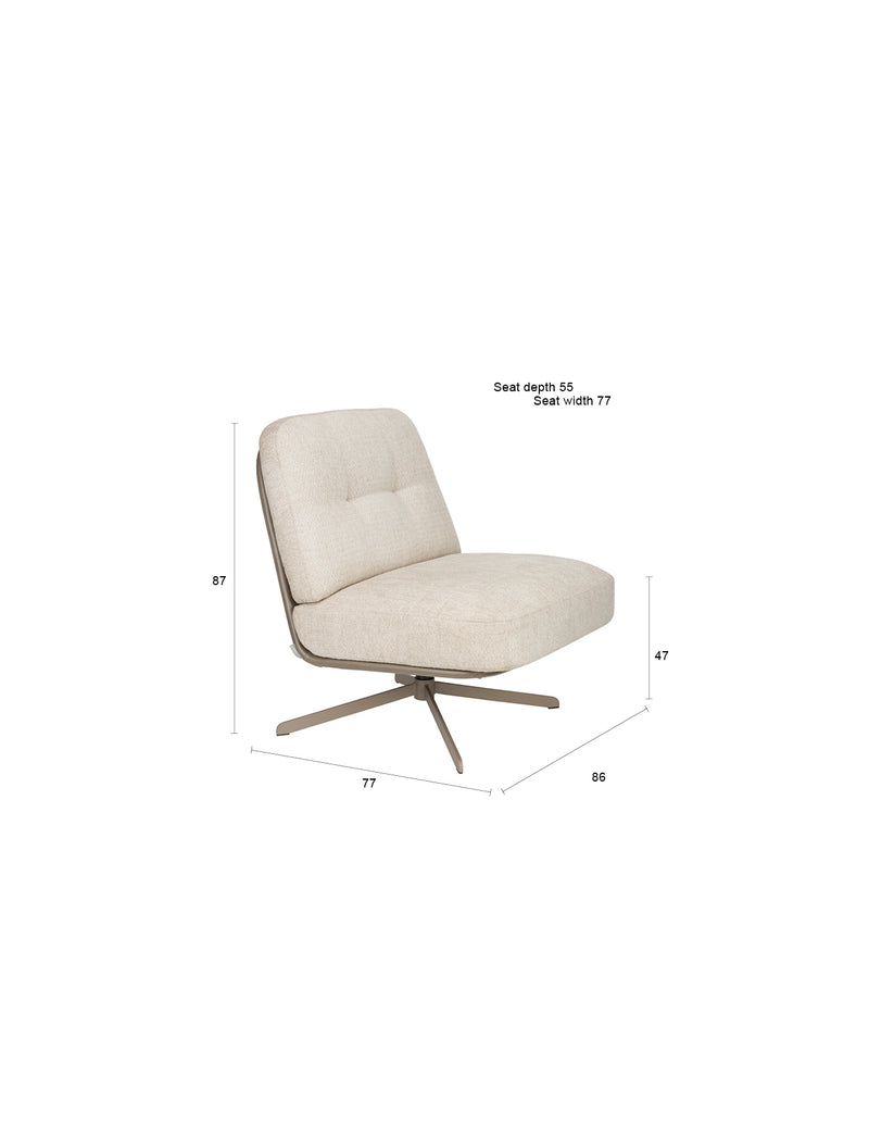 Loungesessel Benjamin mit drehbarem Metallgestell, Beige von Zuiver