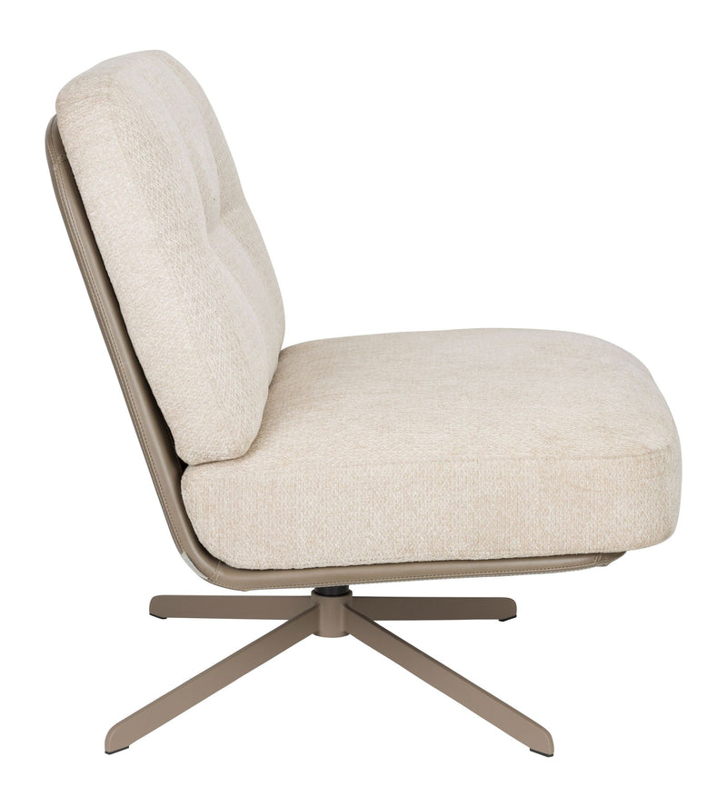 Loungesessel Benjamin mit drehbarem Metallgestell, Beige von Zuiver