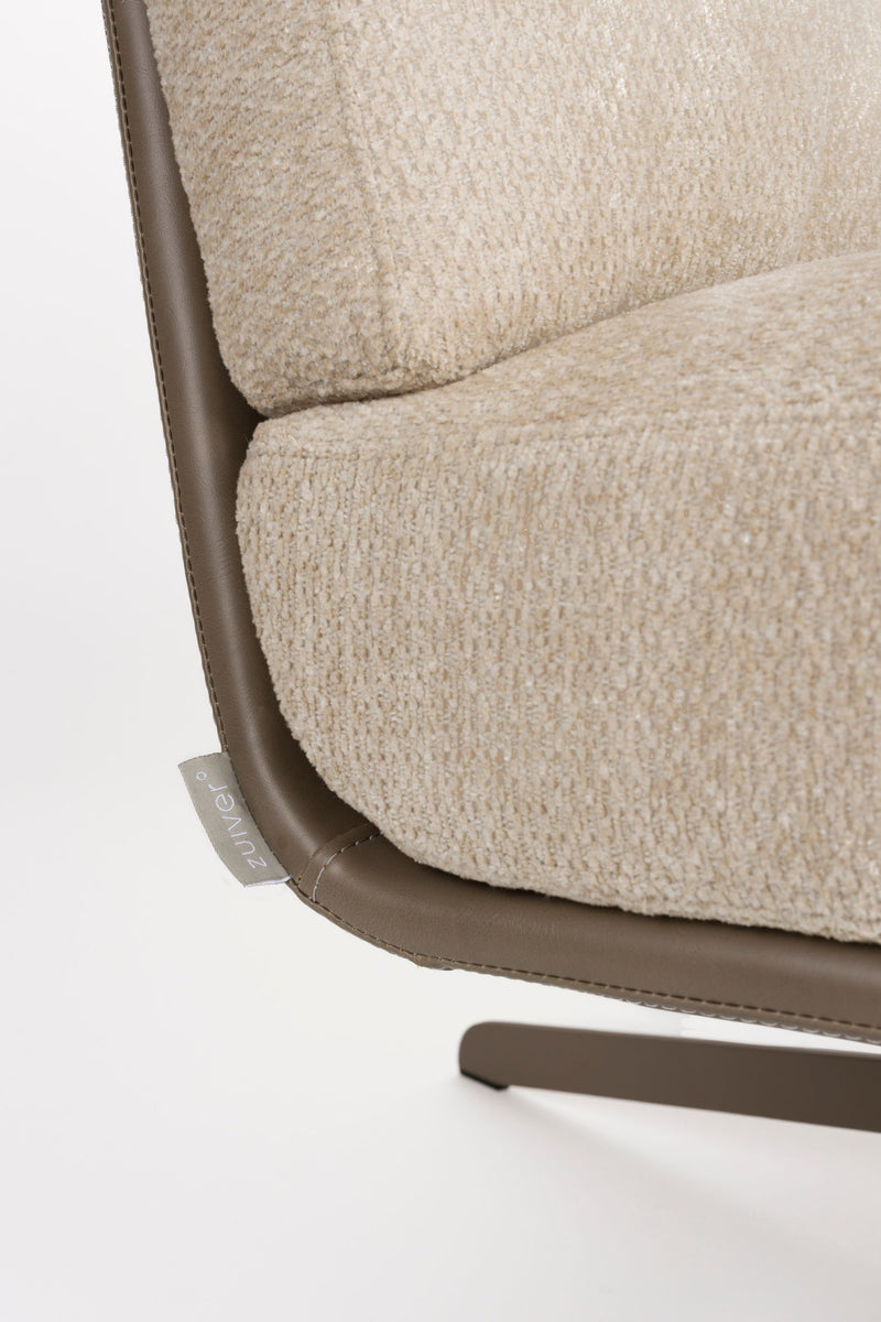 Loungesessel Benjamin mit drehbarem Metallgestell, Beige von Zuiver