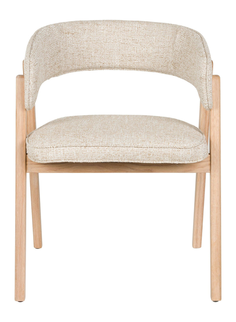 Sessel Bright Beige mit Eichenholzgestell für Esszimmer von Zuiver