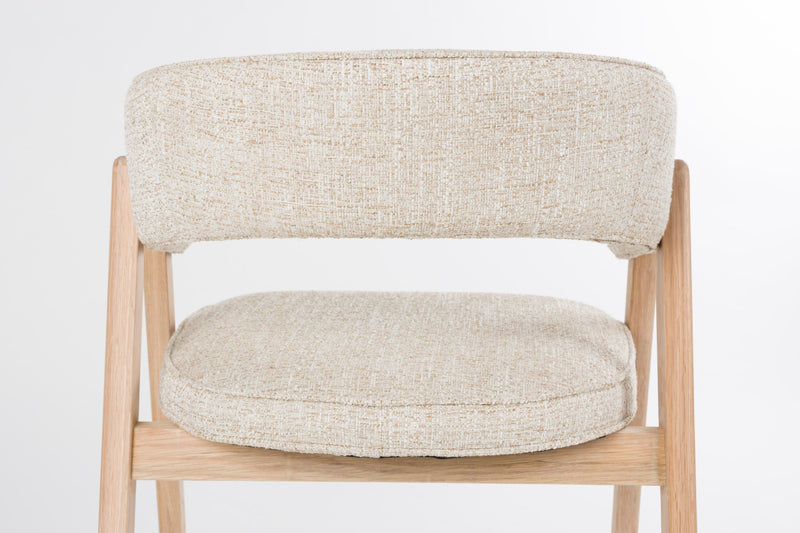 Sessel Bright Beige mit Eichenholzgestell für Esszimmer von Zuiver